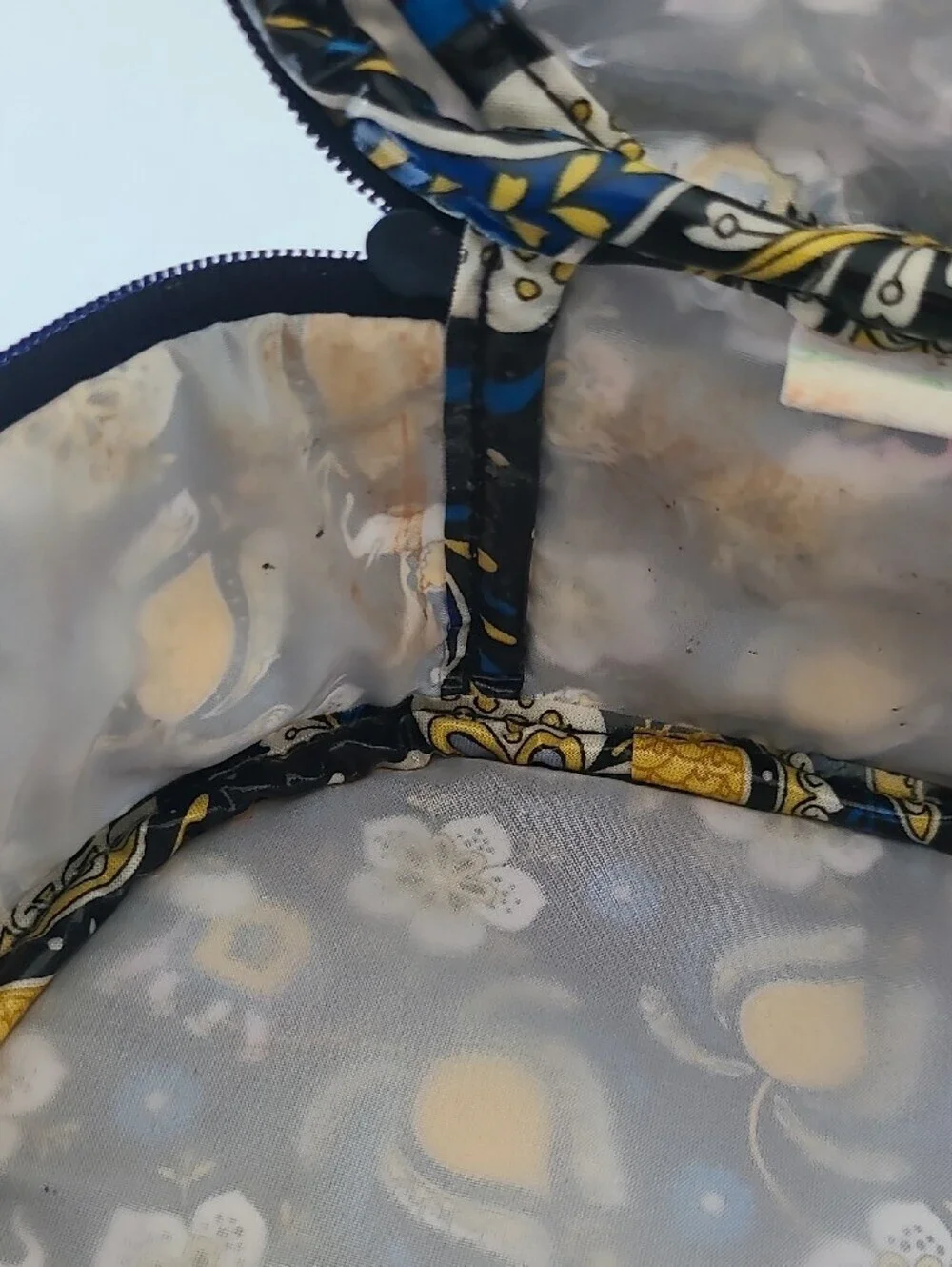 Vera Bradley Navy, Yellow & Blue Floral Round Cosmetic Case